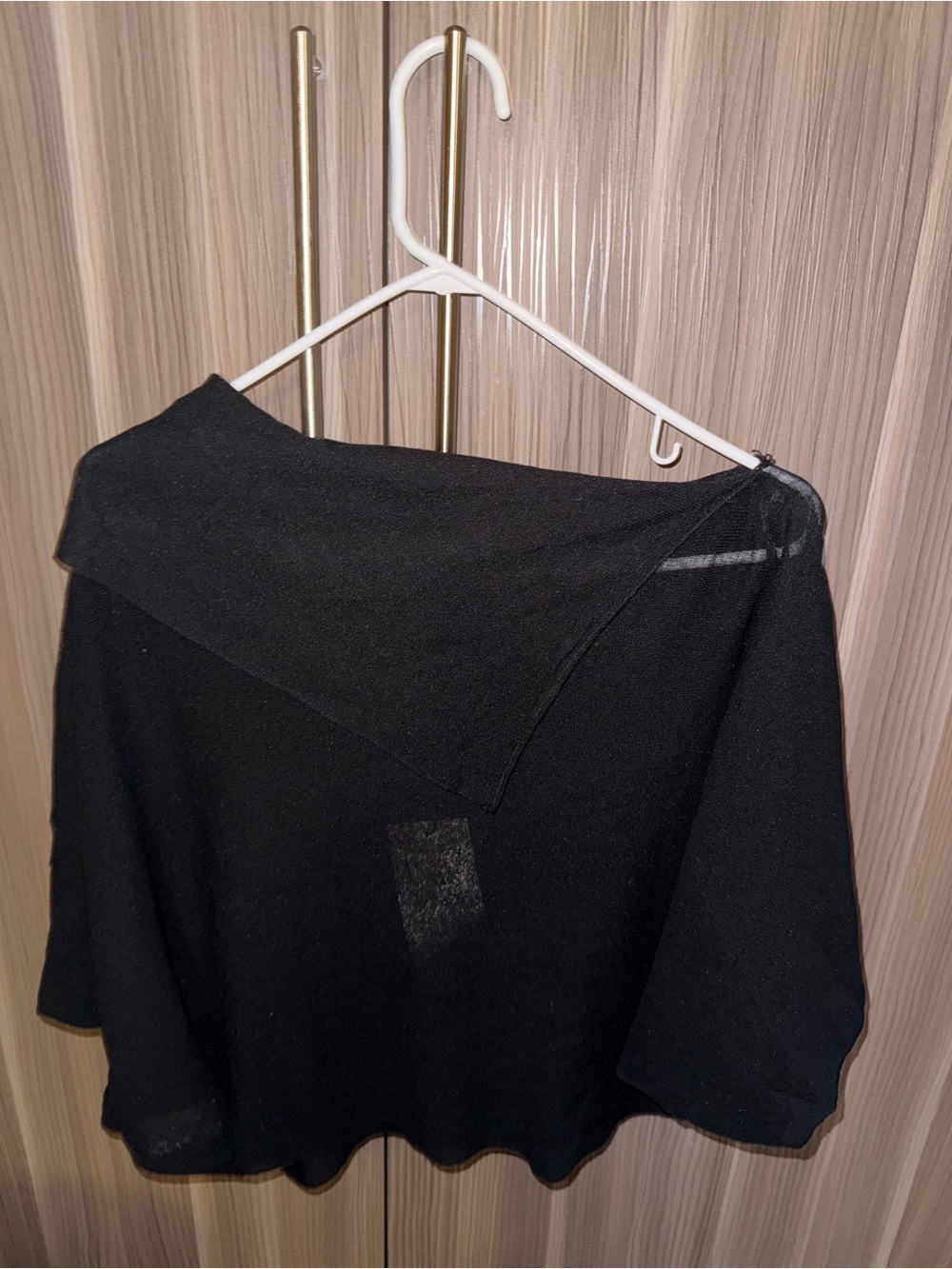ZARA Black Asymmetric Off-The-Shoulder Lightweight Knit Sweater | L